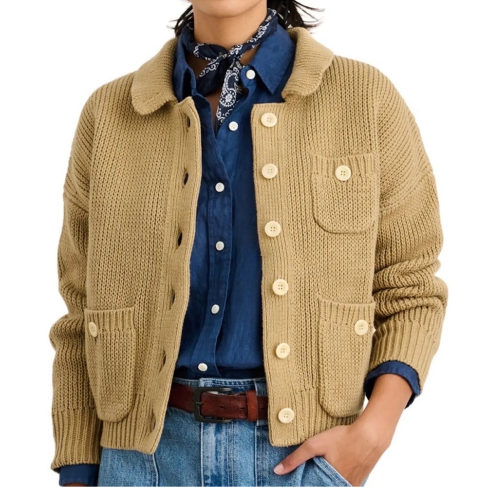 Alex Mill Parker Sweater Jacket Cardigan Vintage Khaki Size Extra Small